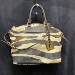 Dooney & Bourke brown zebra print medium size satchel